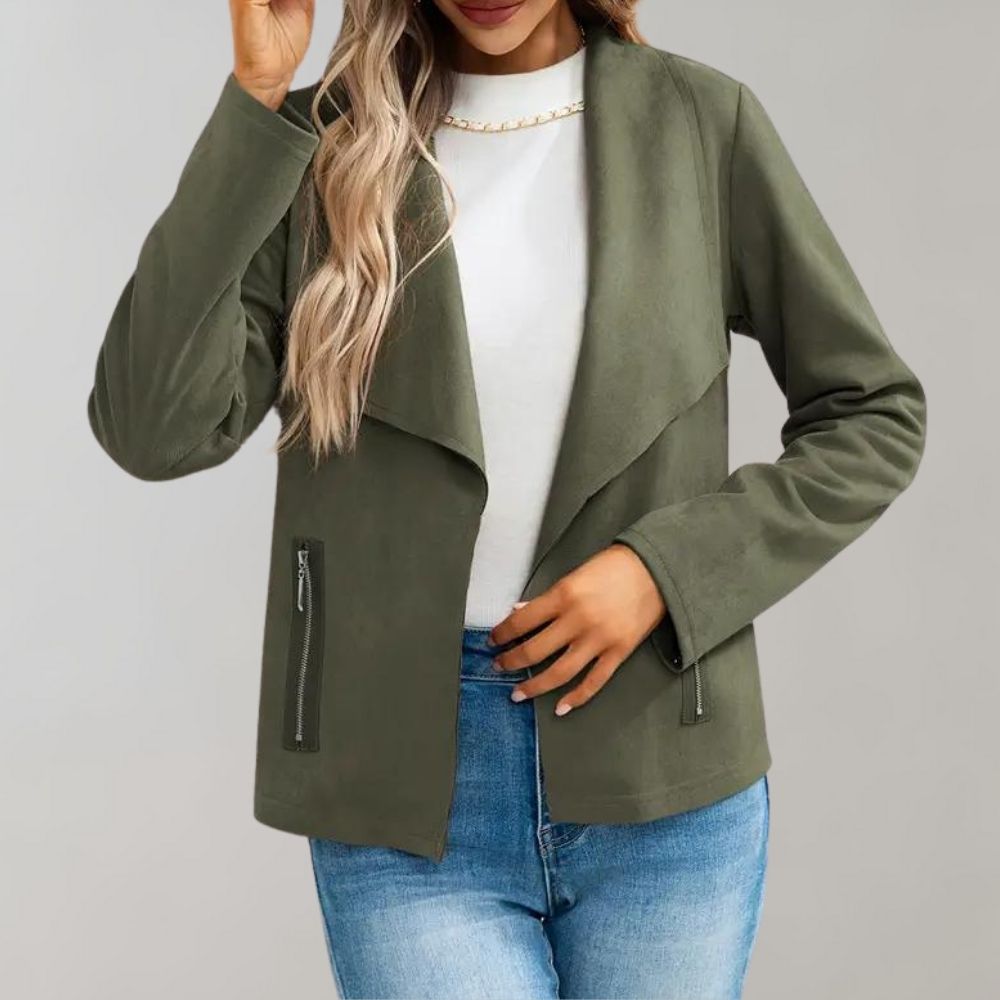 Bonnie | Graceful Collared Suede Jacket with Notch Lapel