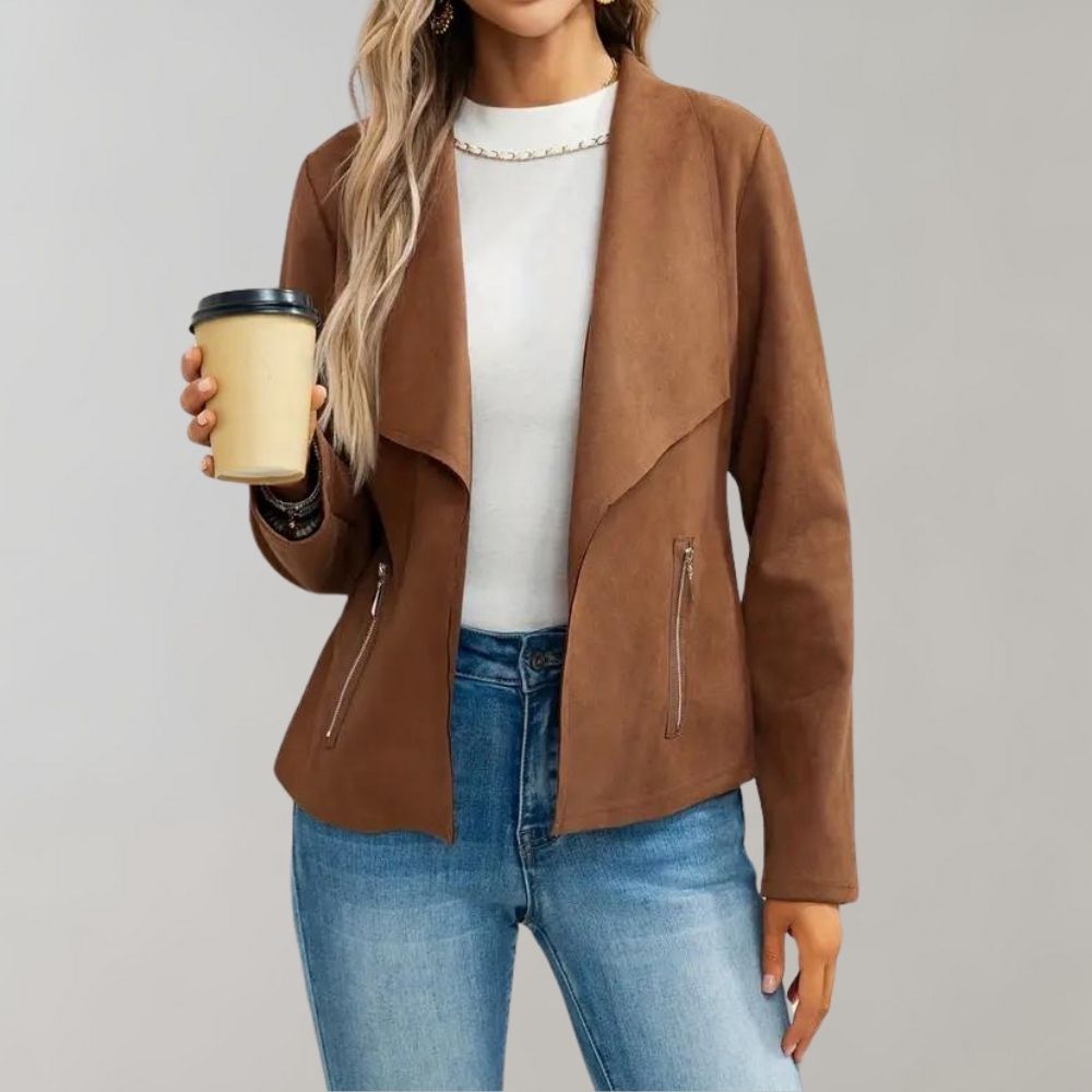 Bonnie | Graceful Collared Suede Jacket with Notch Lapel