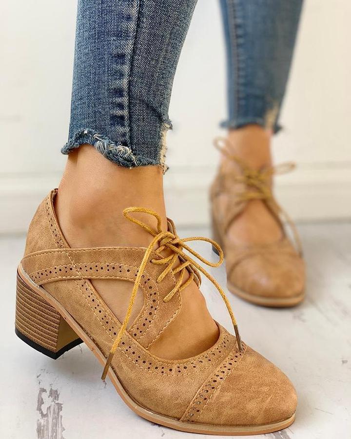 Bonnie | Graceful Lace-Up Cut-Out Mary Jane Heels