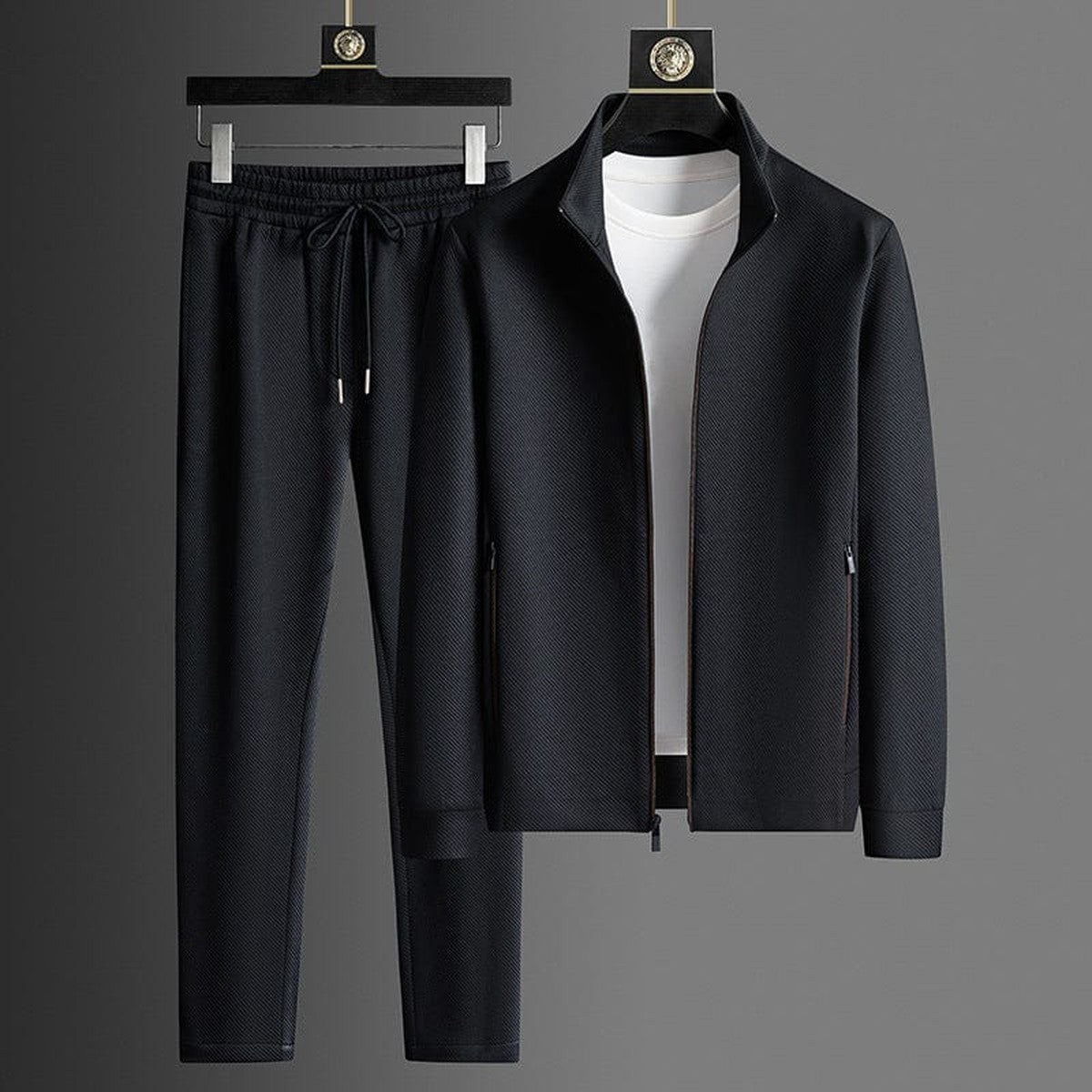 Caleb | Elegant Full-Zip Hooded Tracksuit with Matching Sweatpants