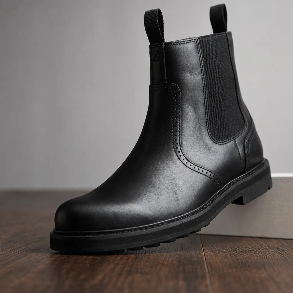Charlie | Brogue Detail Chelsea Mens Boots
