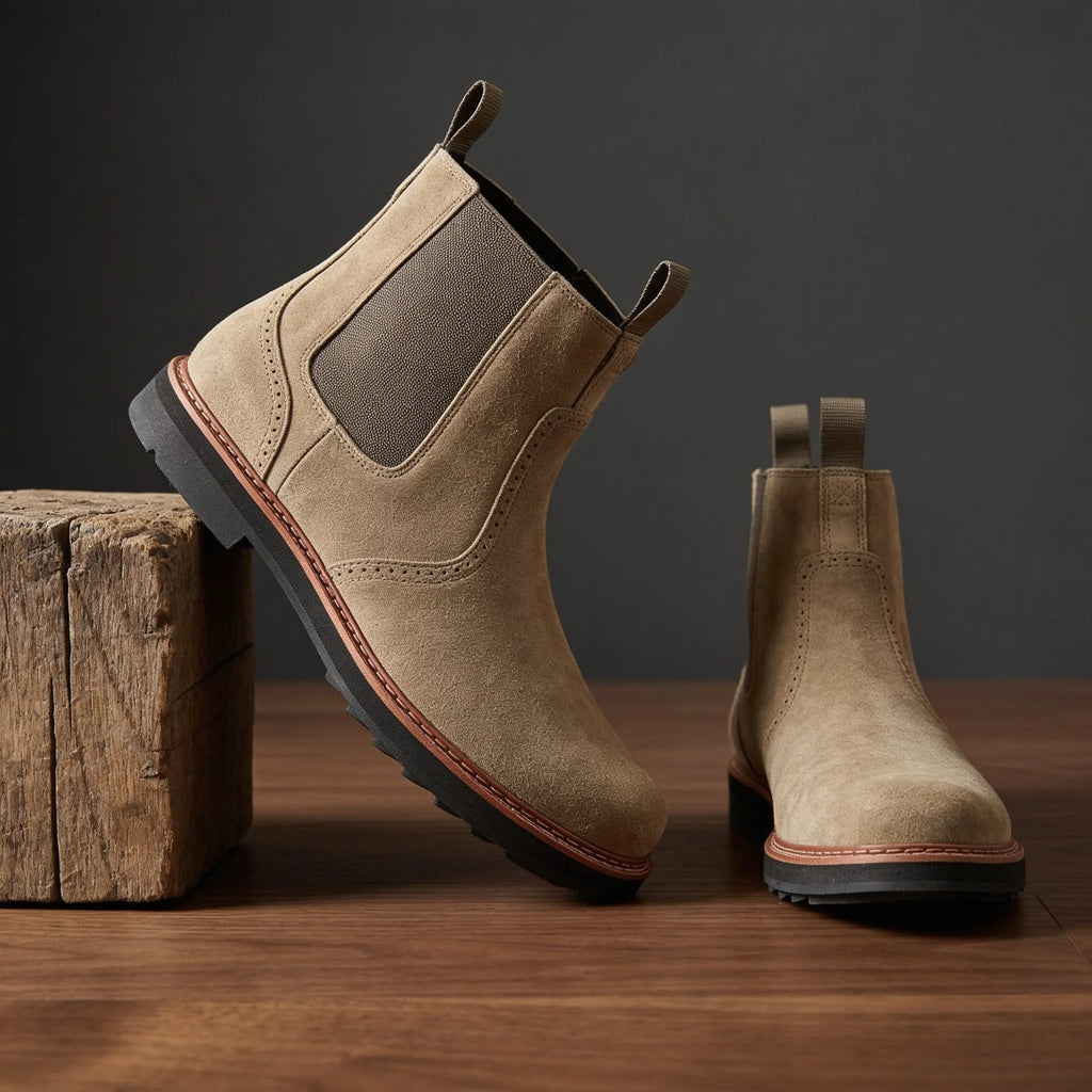 Charlie | Brogue Detail Chelsea Mens Boots