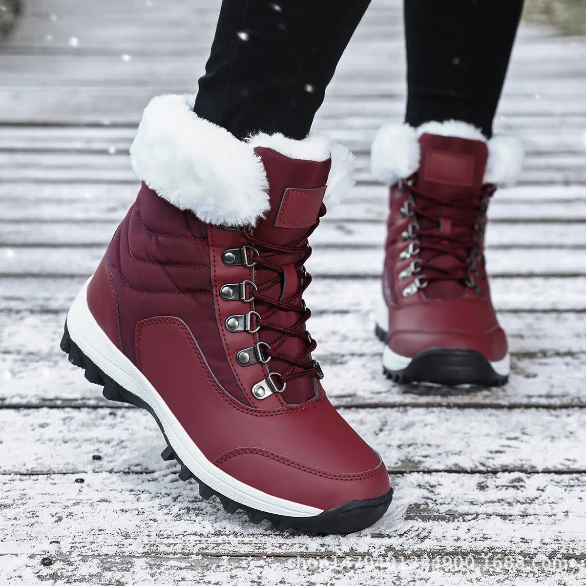 Charlotte | Relaxed Waterproof Boots with Faux Fur Ankle Cuff