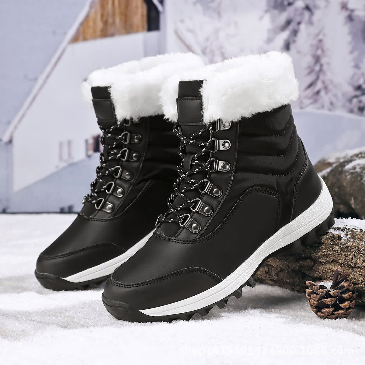 Charlotte | Relaxed Waterproof Boots with Faux Fur Ankle Cuff