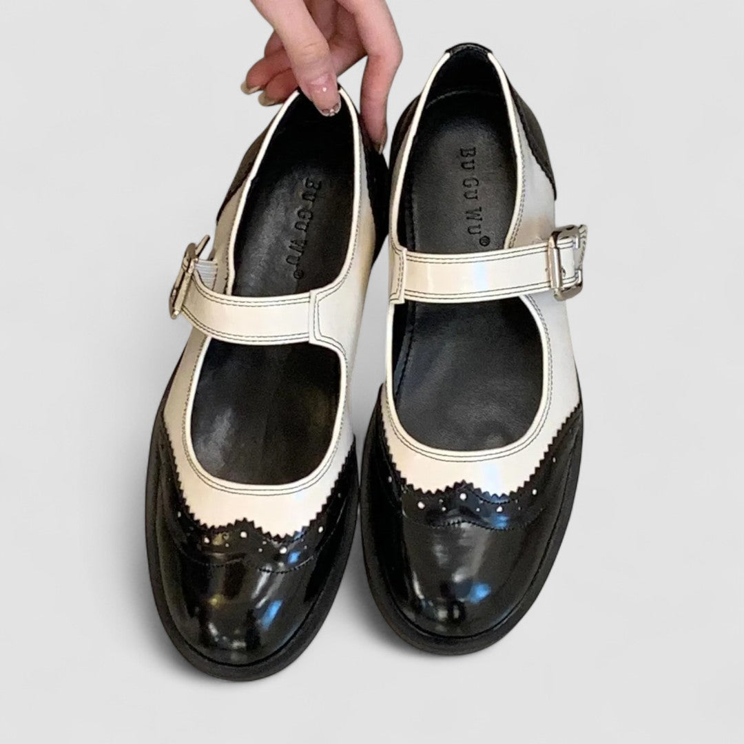 Charlotte | Sophisticated Two-Tone Mary Jane Brogue Shoes