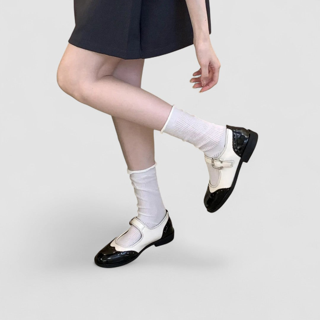 Charlotte | Sophisticated Two-Tone Mary Jane Brogue Shoes