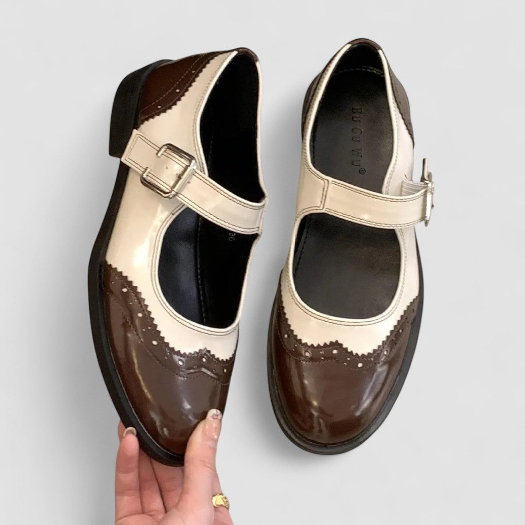 Charlotte | Sophisticated Two-Tone Mary Jane Brogue Shoes