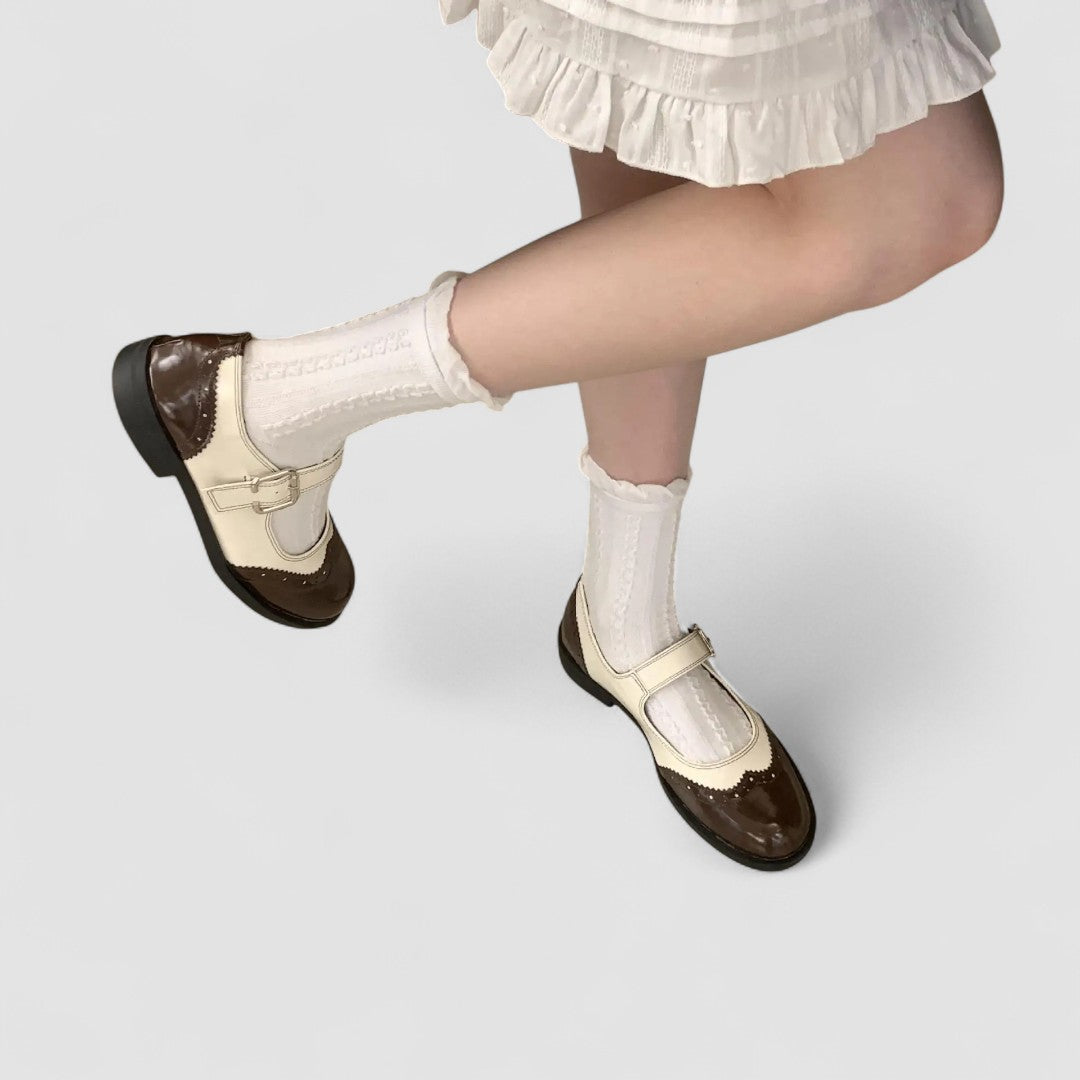 Charlotte | Sophisticated Two-Tone Mary Jane Brogue Shoes