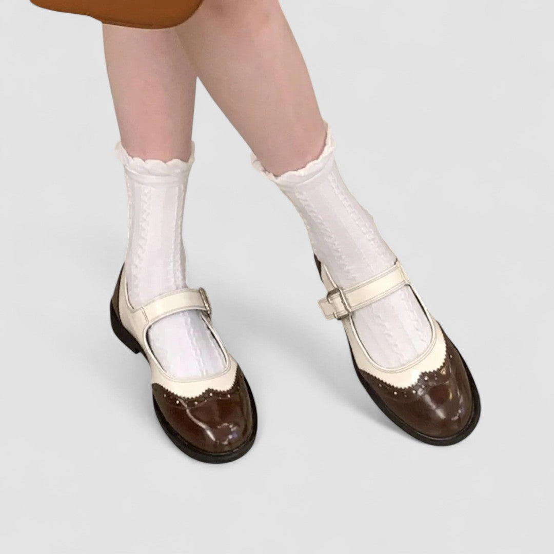 Charlotte | Sophisticated Two-Tone Mary Jane Brogue Shoes