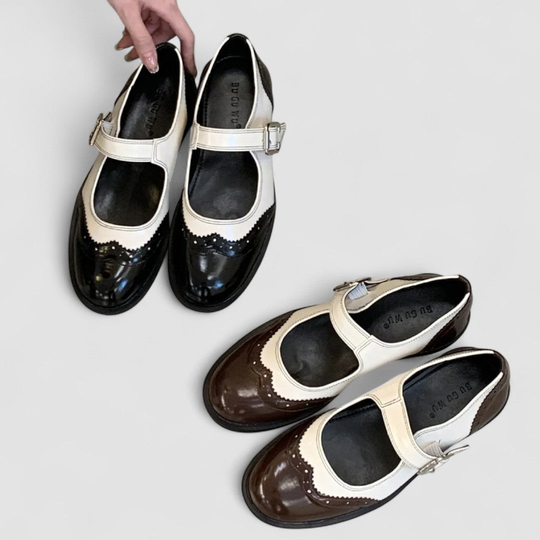Charlotte | Sophisticated Two-Tone Mary Jane Brogue Shoes