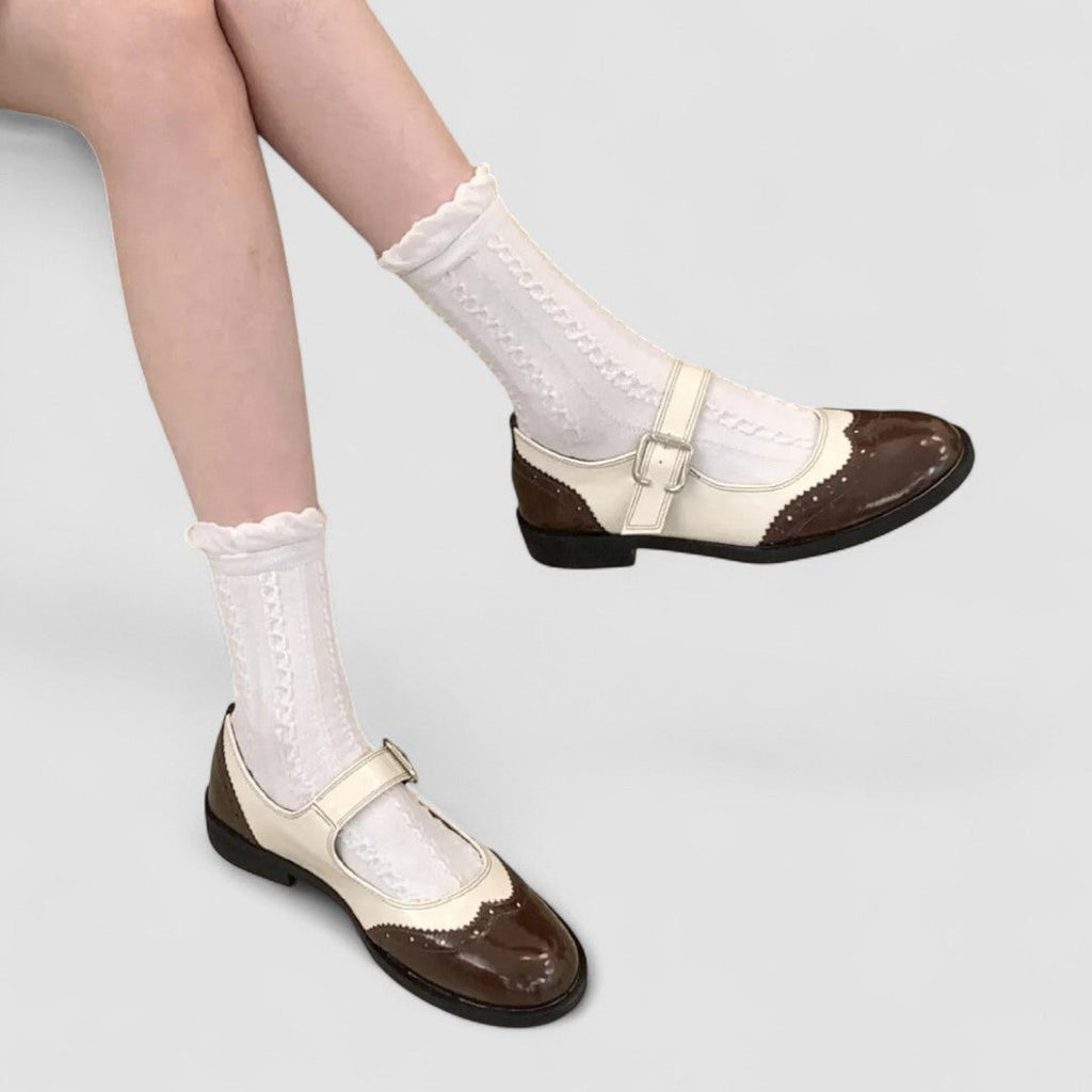 Charlotte | Sophisticated Two-Tone Mary Jane Brogue Shoes