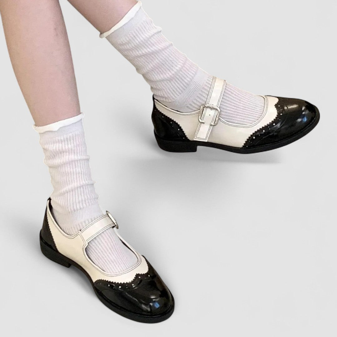 Charlotte | Sophisticated Two-Tone Mary Jane Brogue Shoes