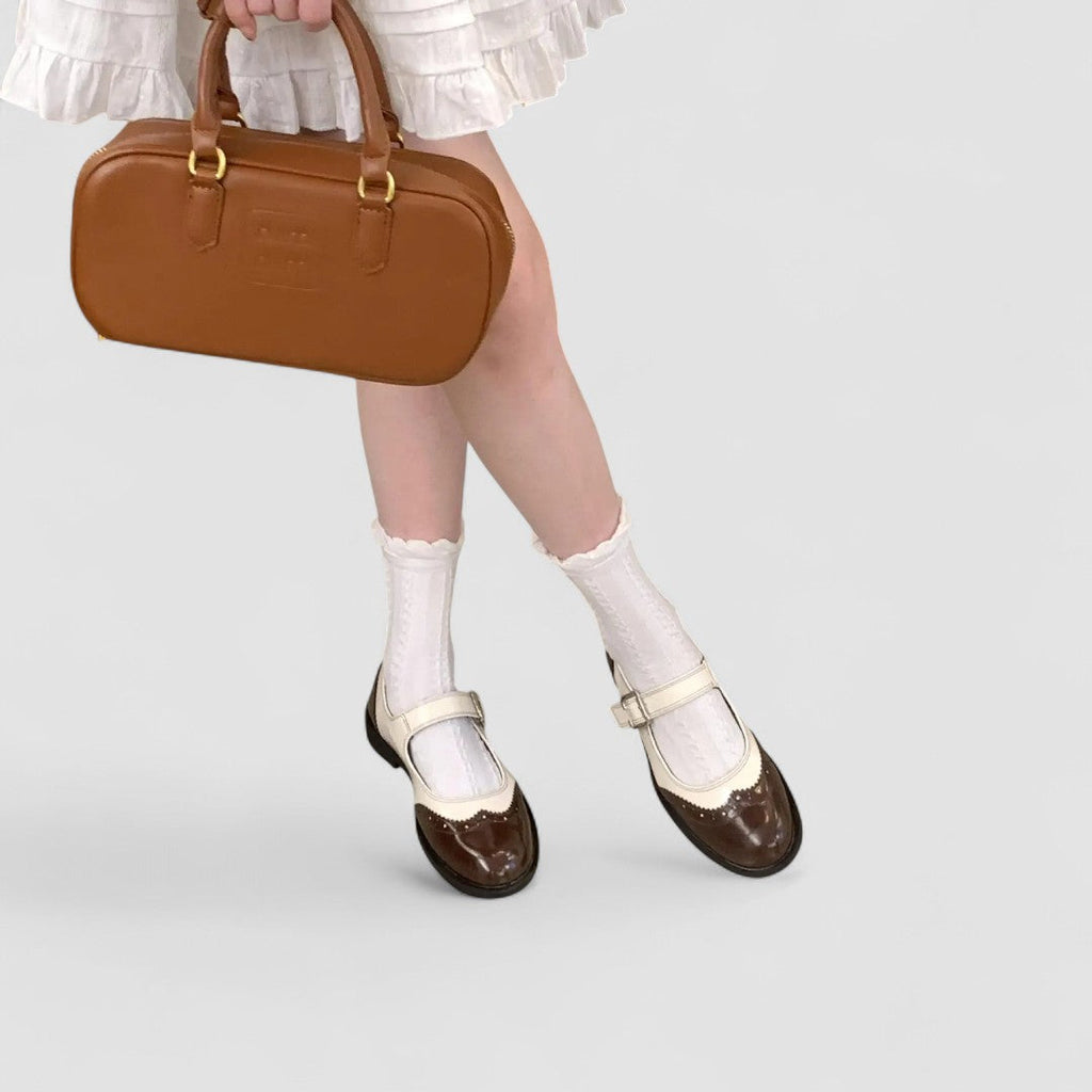 Charlotte | Sophisticated Two-Tone Mary Jane Brogue Shoes
