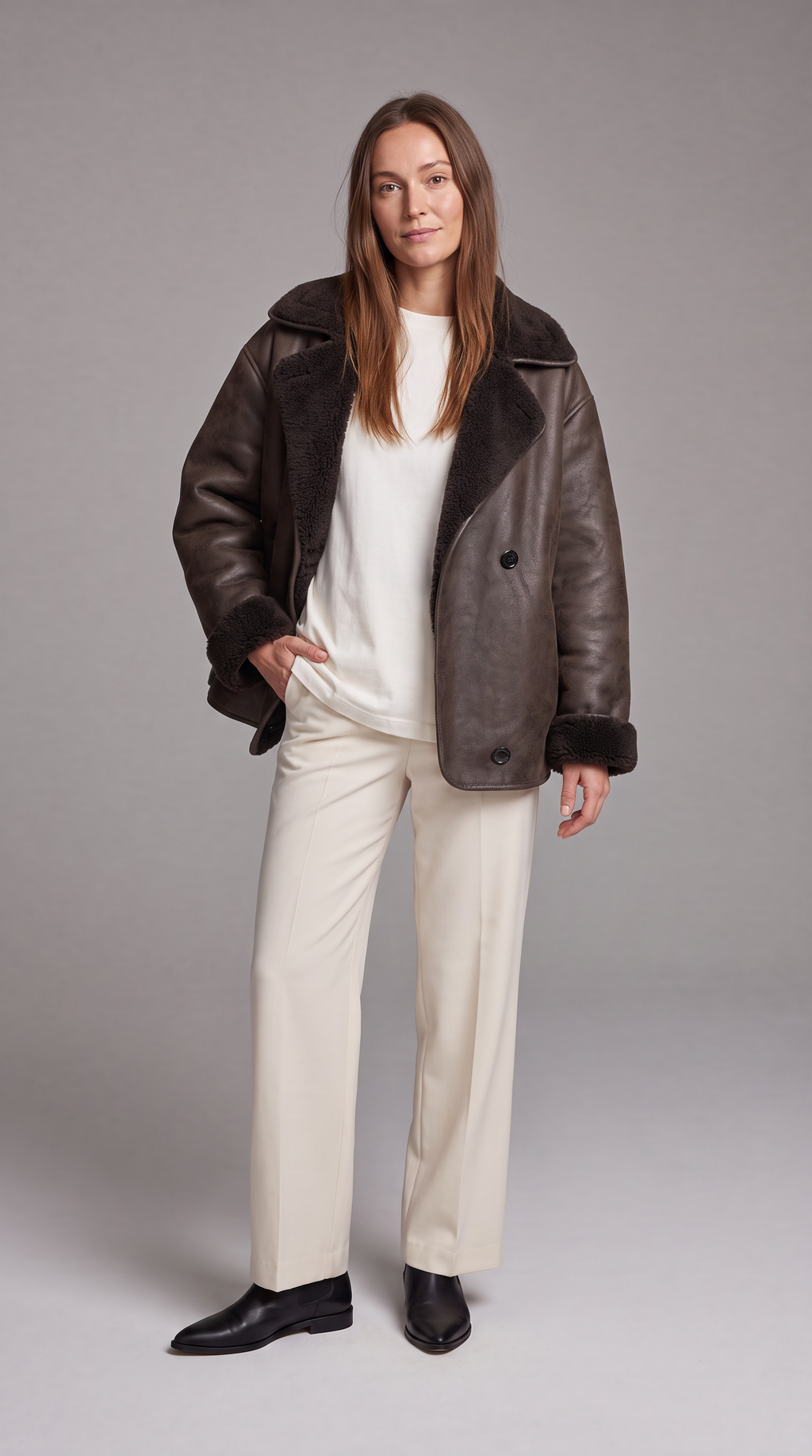 Charlotte | Stylish Oversized Faux Fur Coat with Shearling Lapels