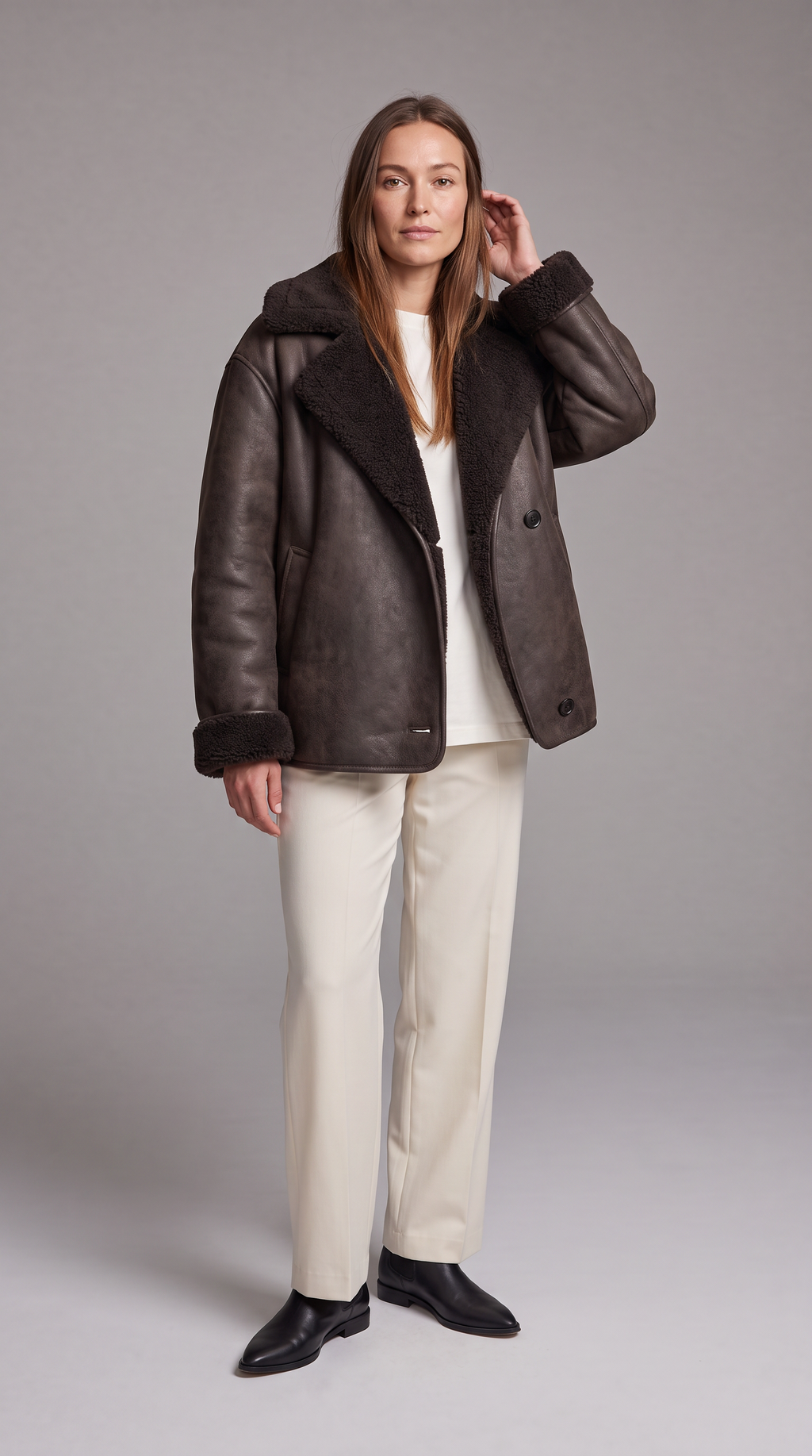 Charlotte | Stylish Oversized Faux Fur Coat with Shearling Lapels