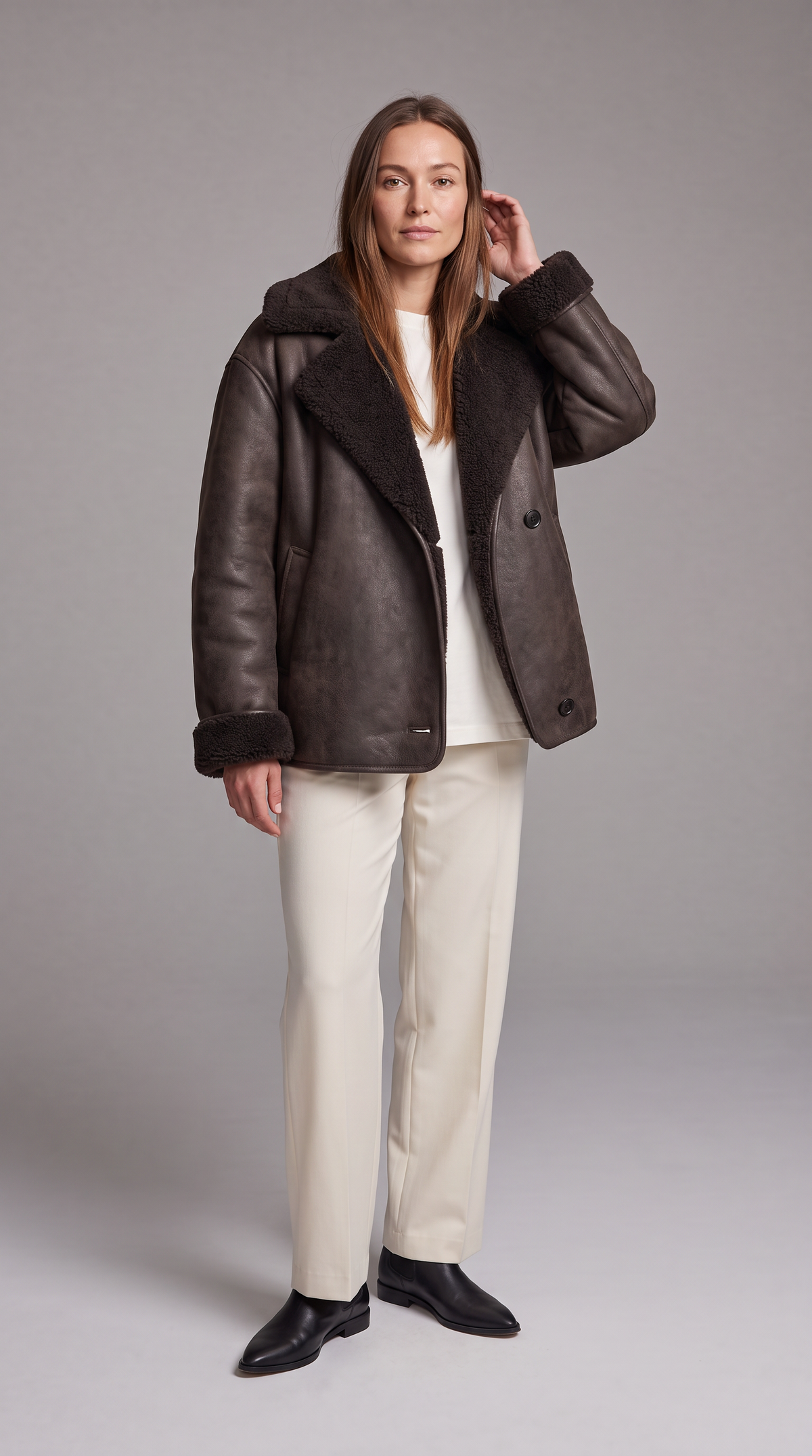 Charlotte | Stylish Oversized Faux Fur Coat with Shearling Lapels