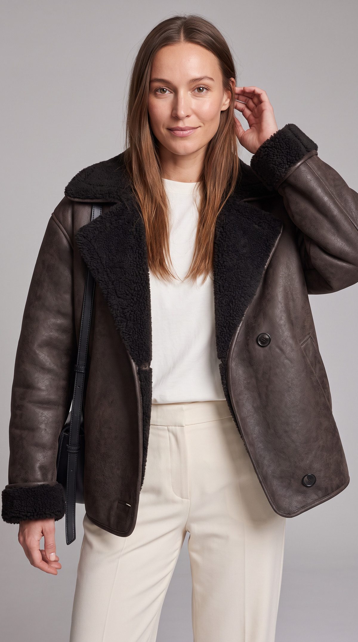 Charlotte | Stylish Oversized Faux Fur Coat with Shearling Lapels