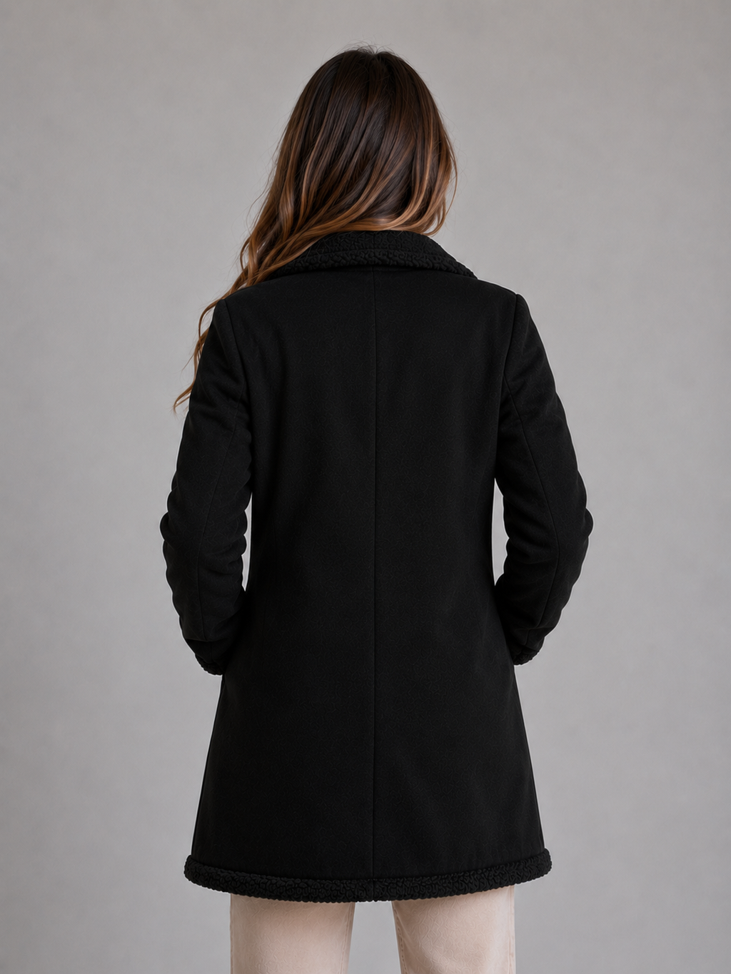 Chloe | Polished Longline Shearling Coat with Teddy Trim