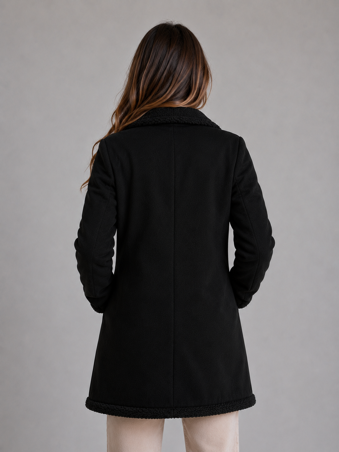 Chloe | Polished Longline Shearling Coat with Teddy Trim