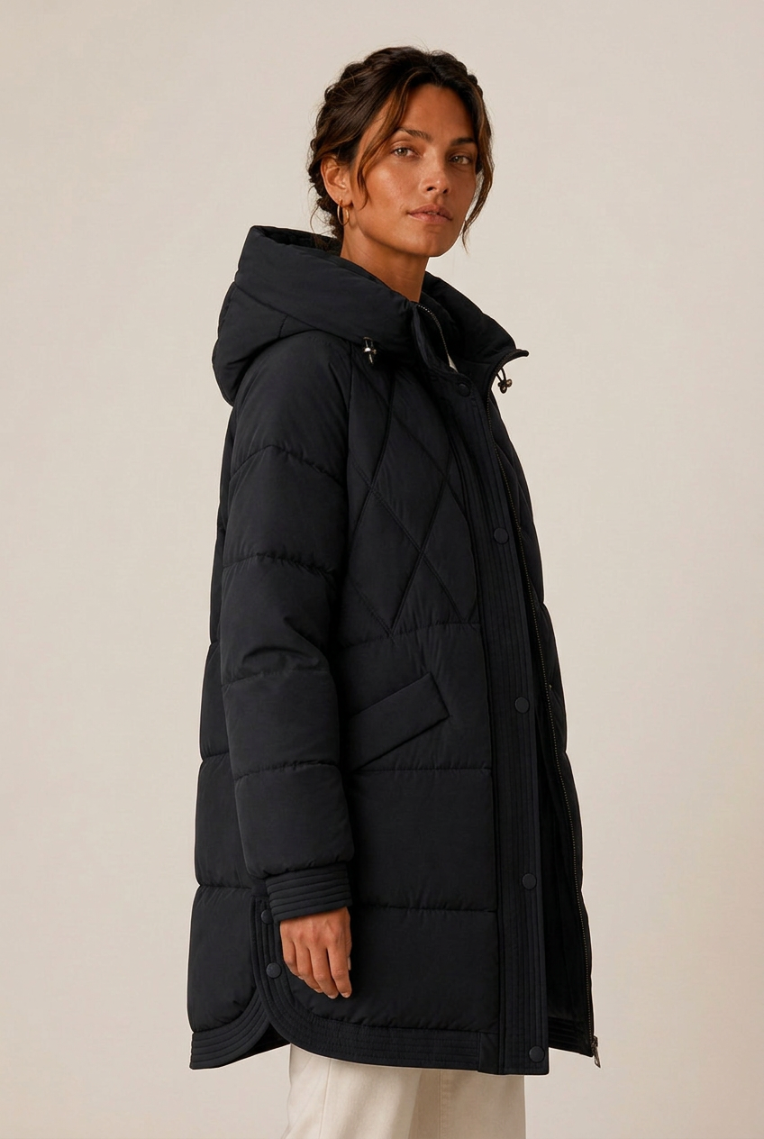 Chloe | Relaxed Longline Hooded Puffer Jacket Women