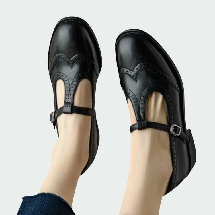 Chloe | Sophisticated T-Bar Brogue Mary Jane Shoes
