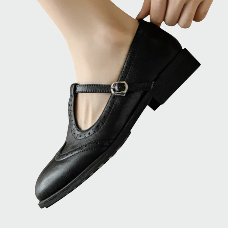 Chloe | Sophisticated T-Bar Brogue Mary Jane Shoes
