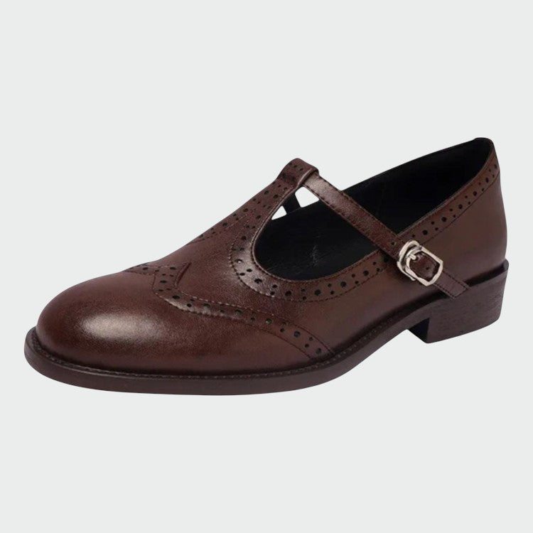 Chloe | Sophisticated T-Bar Brogue Mary Jane Shoes