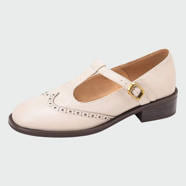 Chloe | Sophisticated T-Bar Brogue Mary Jane Shoes