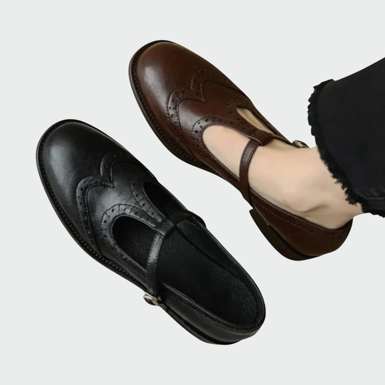 Chloe | Sophisticated T-Bar Brogue Mary Jane Shoes