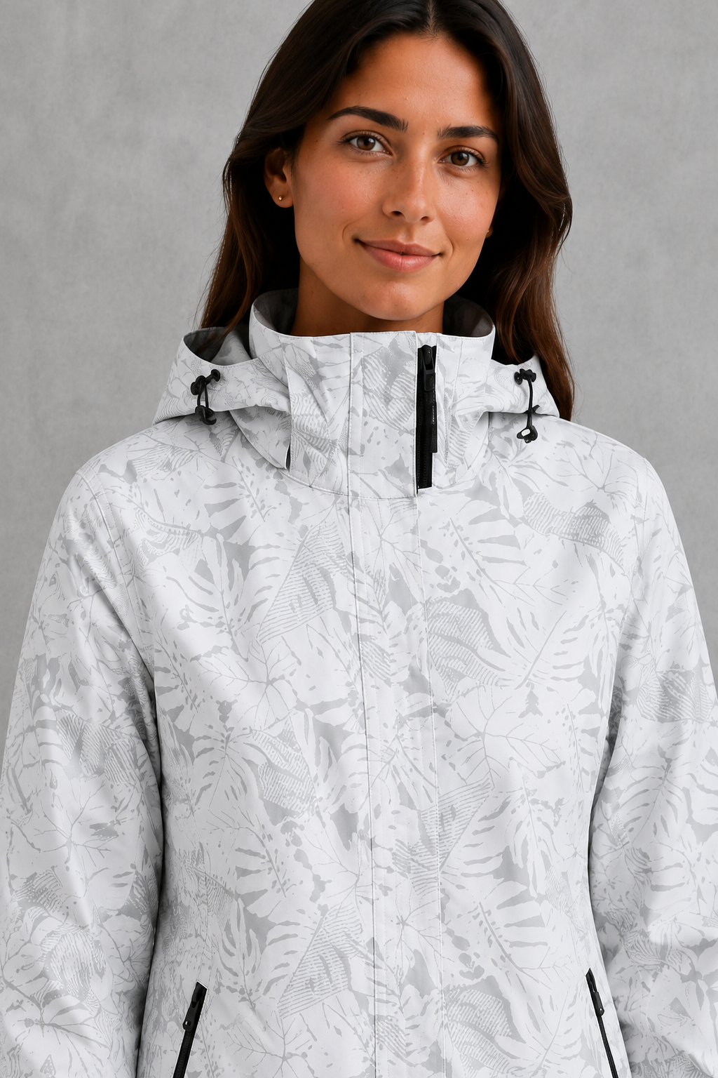 Clara | Classic Leaf Print Hooded Waterproof Jacket
