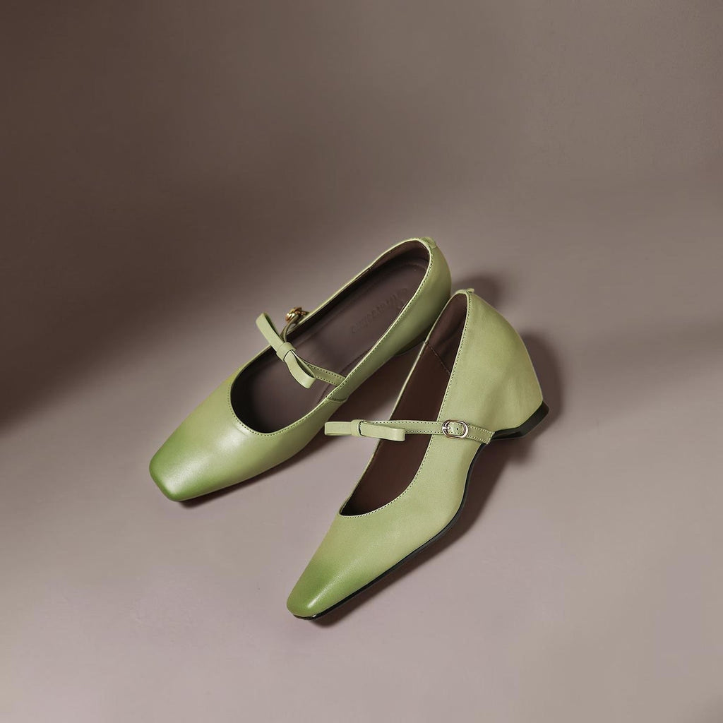 Clara | Refined Bow Strap Mary Jane Shoes with Wedge Heel
