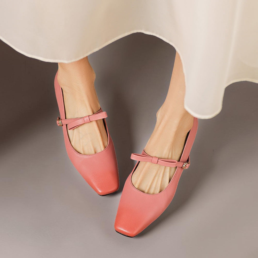 Clara | Refined Bow Strap Mary Jane Shoes with Wedge Heel