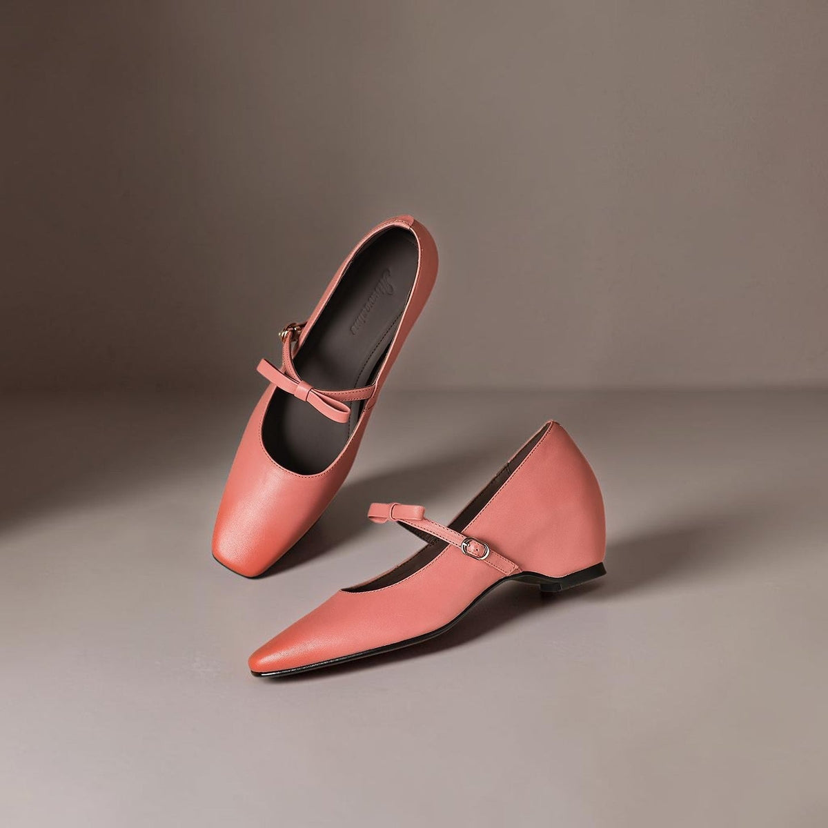 Clara | Refined Bow Strap Mary Jane Shoes with Wedge Heel
