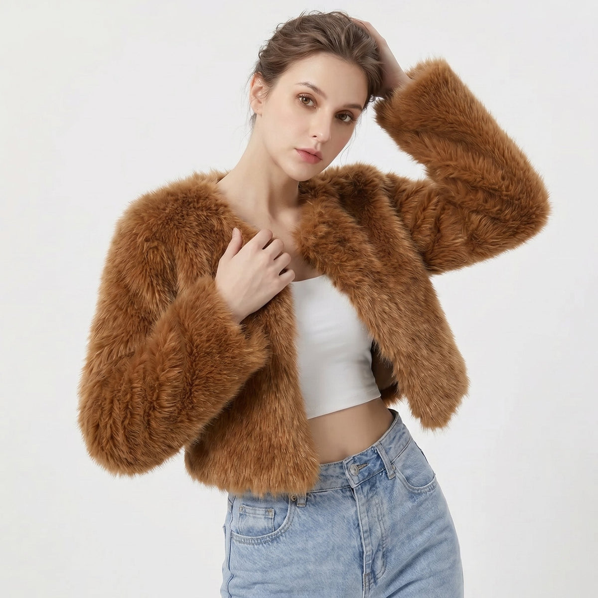 Clara | Sophisticated Cropped Faux Fur Coat Short Jacket