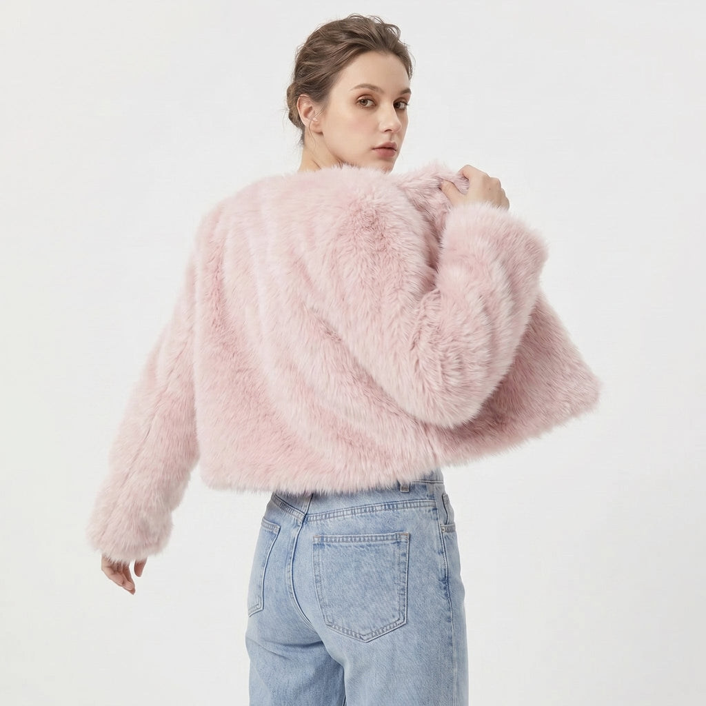 Clara | Sophisticated Cropped Faux Fur Coat Short Jacket