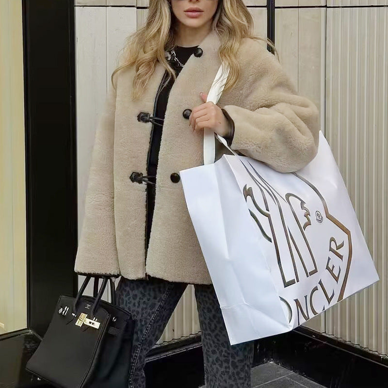 Daisy | Chic Oversized Faux Fur Coat with Toggle Fastenings