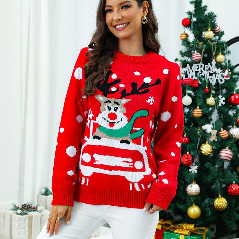 Daisy | Relaxed Reindeer Print Ladies Xmas Jumpers