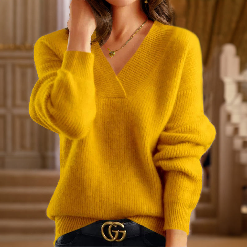 Darcie | Cosy Relaxed Fit V-Neck Womens Knit Jumper
