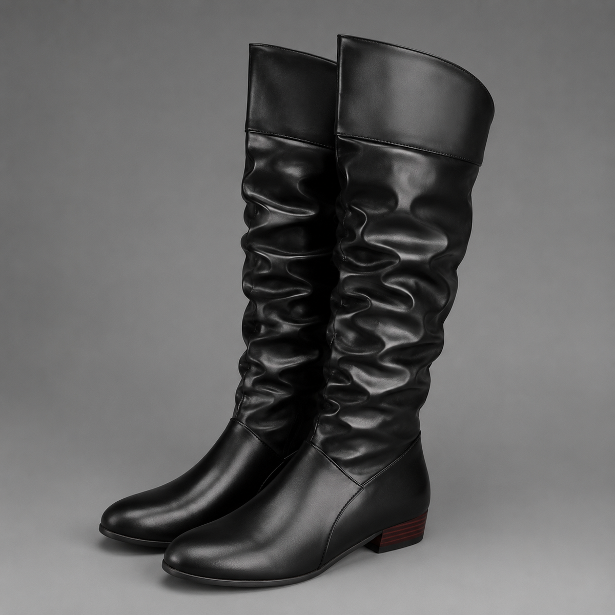 Darcie | Elegant Slouch Knee High Boots with Block Heel