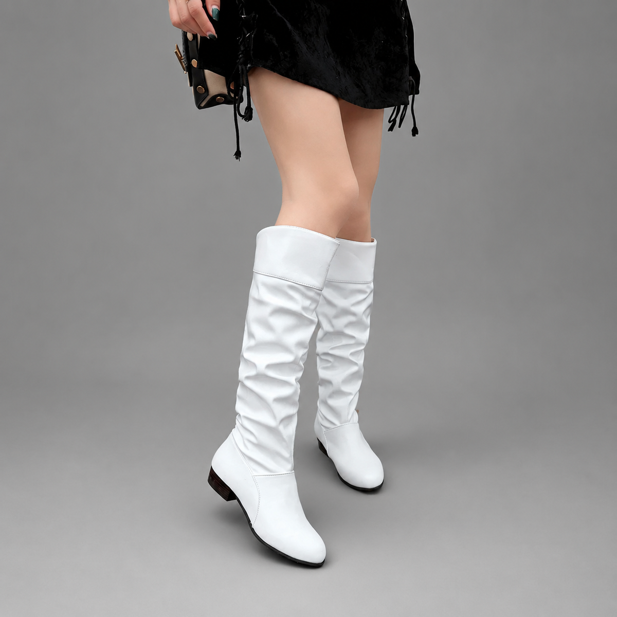 Darcie | Elegant Slouch Knee High Boots with Block Heel