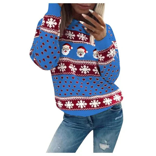 Darcie | Santa Snowflake Long Sleeve Ladies Xmas Jumpers