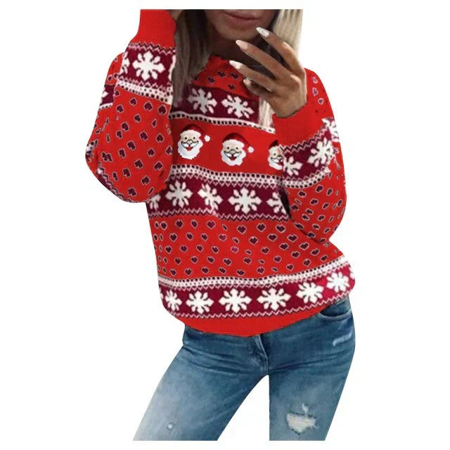 Darcie | Santa Snowflake Long Sleeve Ladies Xmas Jumpers