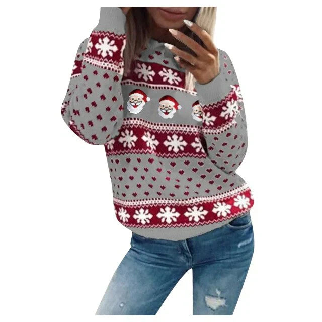 Darcie | Santa Snowflake Long Sleeve Ladies Xmas Jumpers