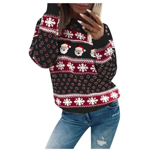 Darcie | Santa Snowflake Long Sleeve Ladies Xmas Jumpers