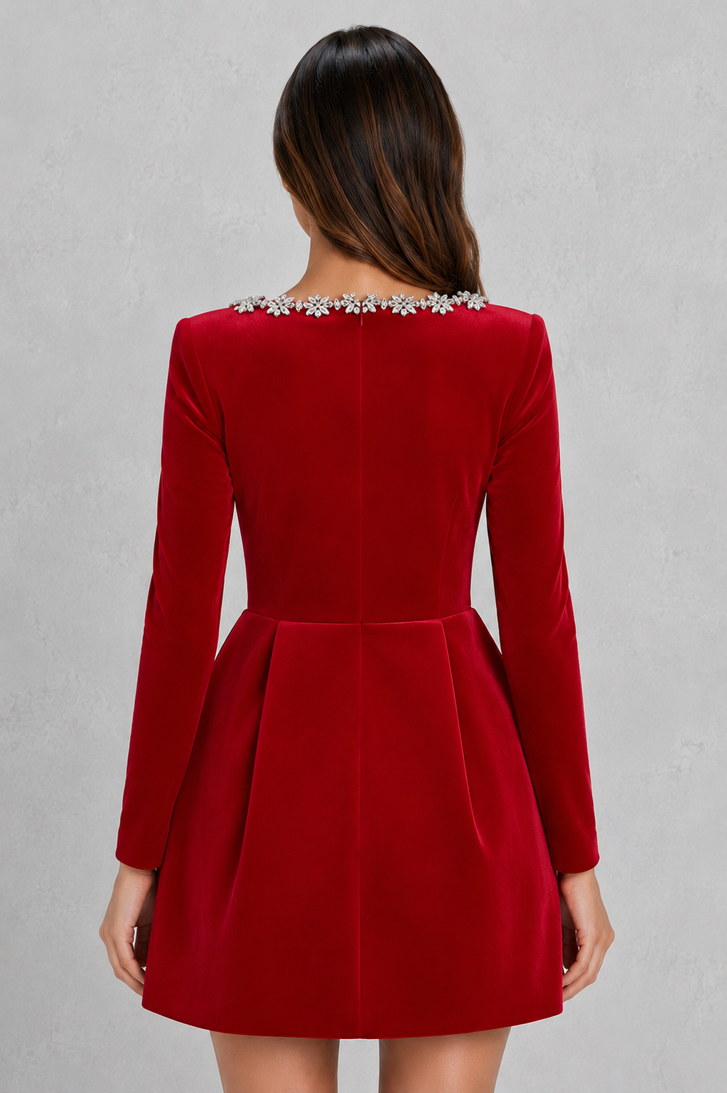 Darcie | Timeless Embellished Velvet-Look Christmas Dress