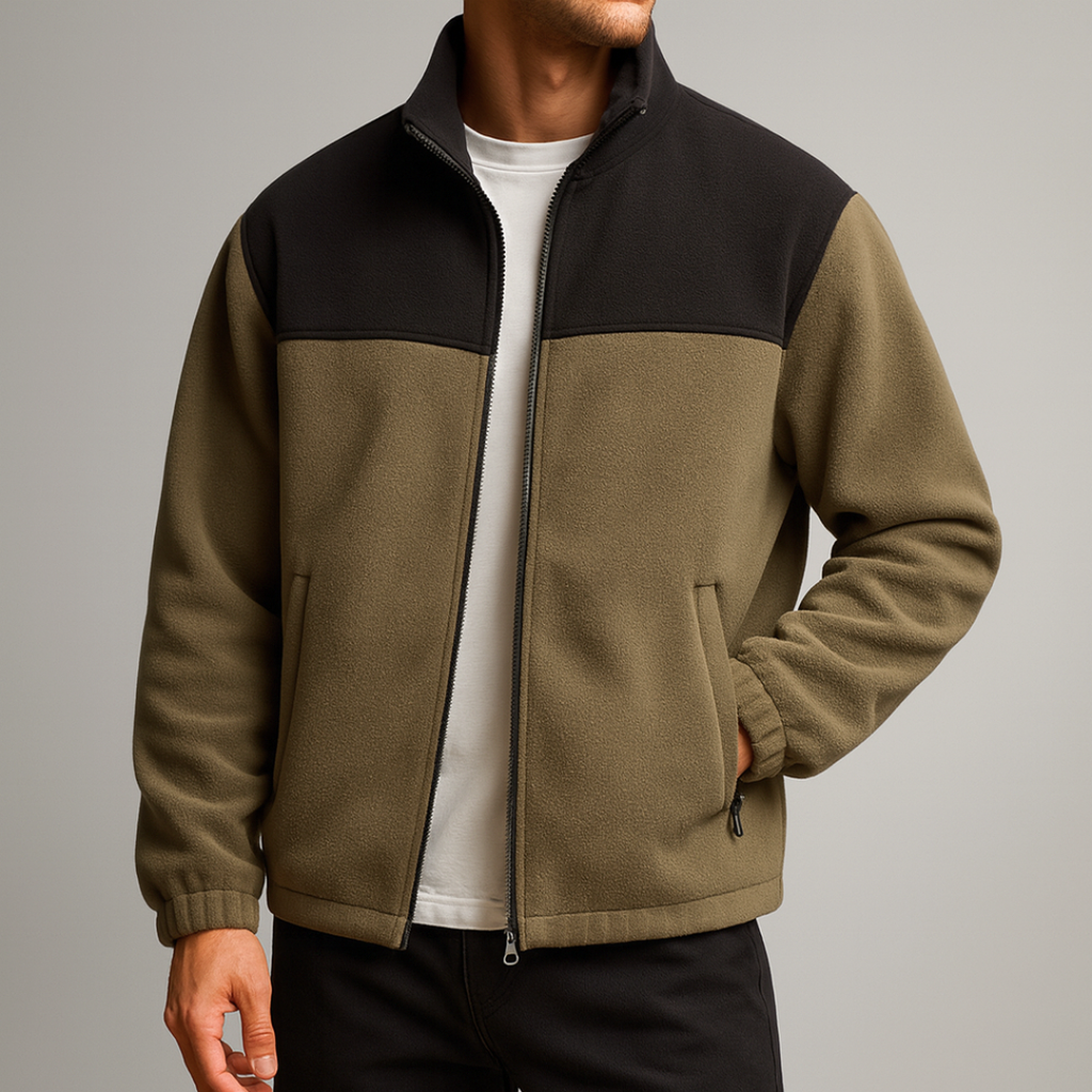 David | Colour Block Full Zip Mens Fleece Jacket