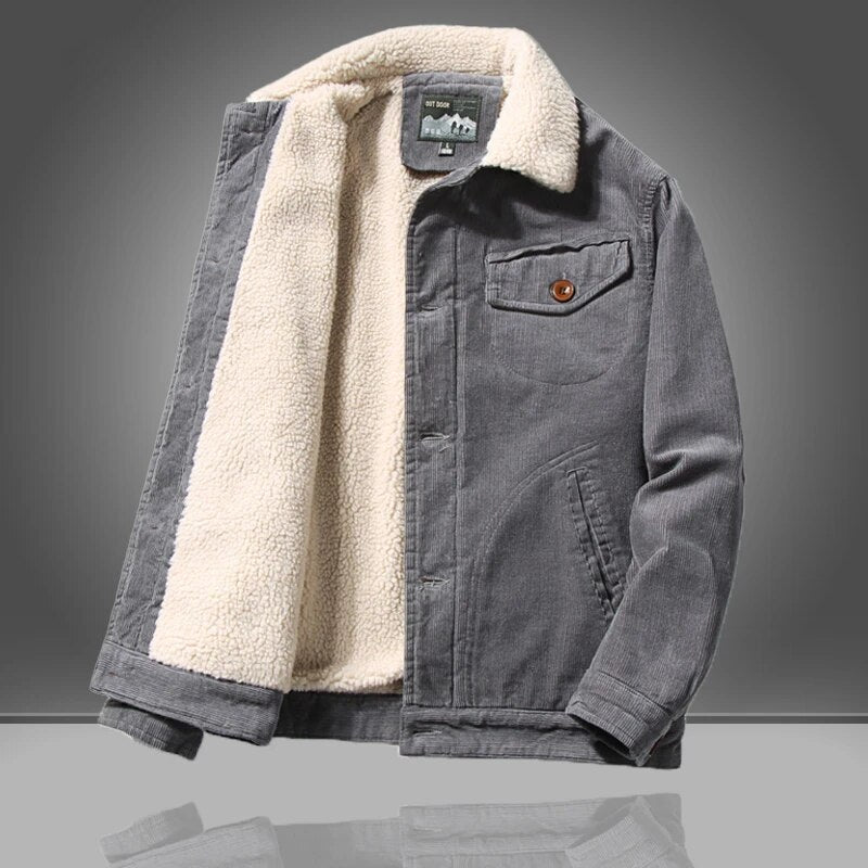 David | Ribbed Button Front Mens Fleece Jacket