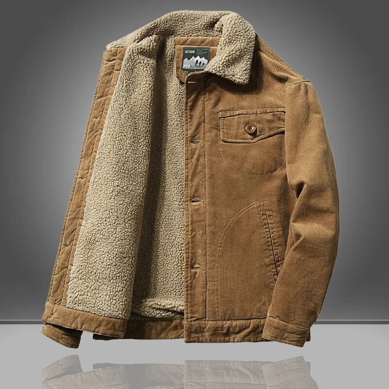 David | Ribbed Button Front Mens Fleece Jacket