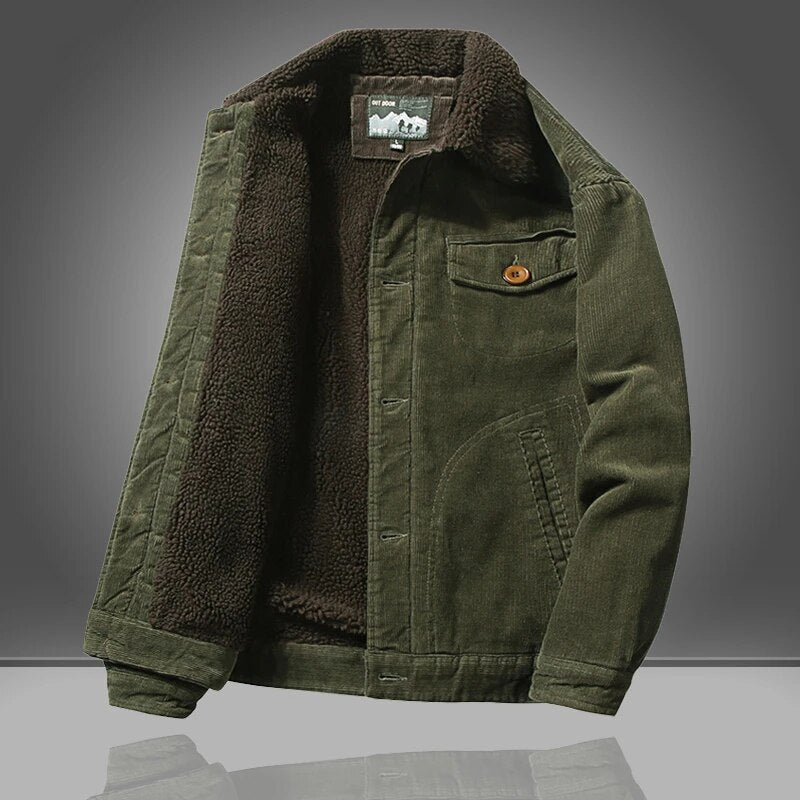David | Ribbed Button Front Mens Fleece Jacket