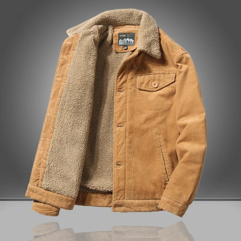 David | Ribbed Button Front Mens Fleece Jacket